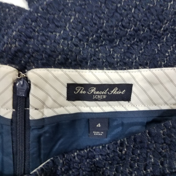 J Crew The Pencil Skirt 4 Wool Navy - Picture 5 of 14